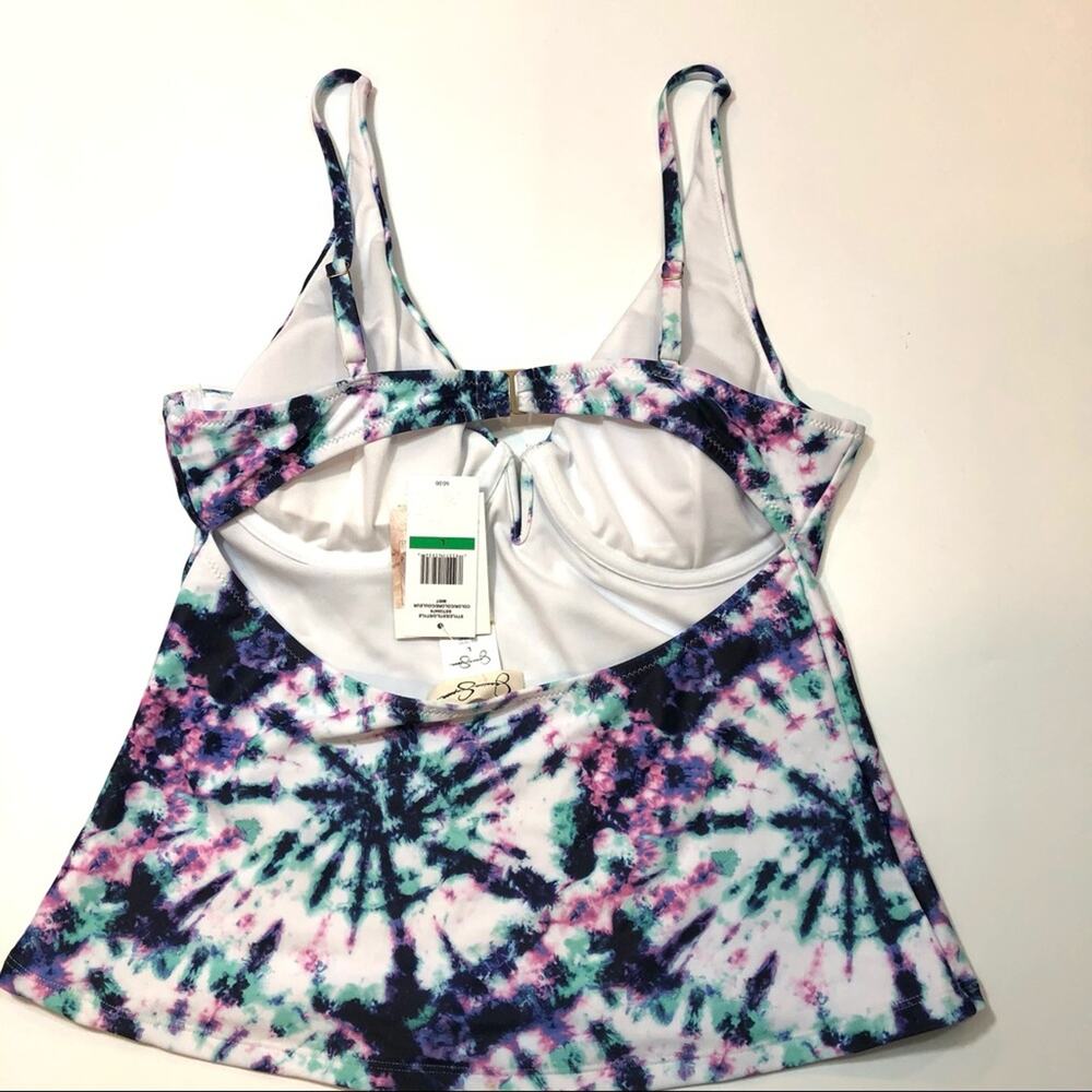 Jessica Simpson Tie-Dyed V-Wire Tankini Swim Top - Picture 5 of 5